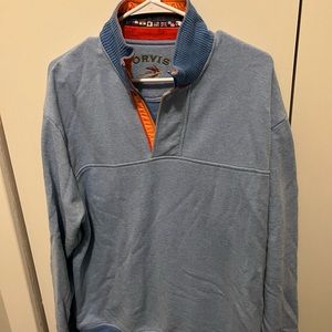 Orvis quarter zip (plus buttons) sweater light blue size large